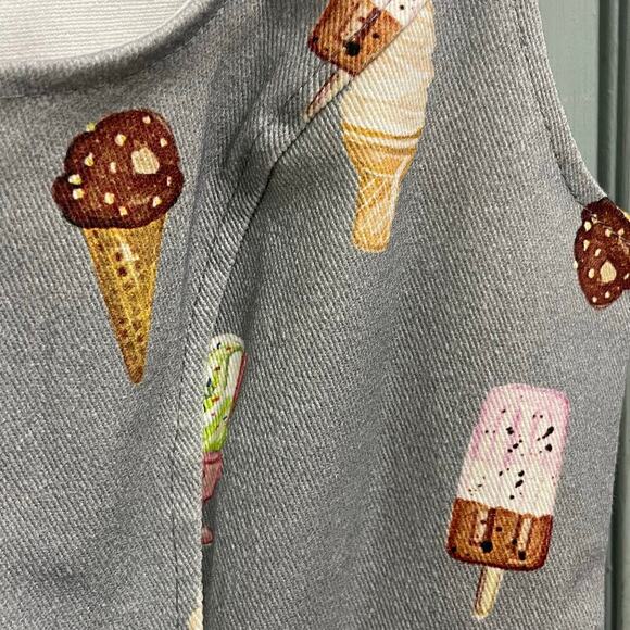 Boutique Style Ice Cream Print Mini Dress Size XS Stretch Gray Back Zip Summer - Picture 3 of 6